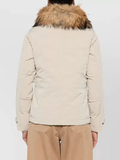 Woolrich Insulated Jackets Featuring Fur Trim In White