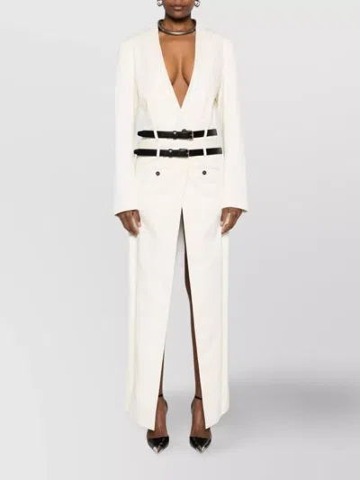 Dsquared2 Double-breasted Coat Featuring Belt Detail In White