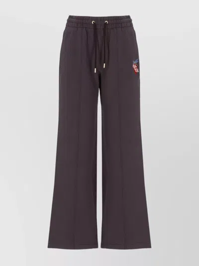 Casablanca Purple Dragonfly Floral Open Hem Sweatpants In Purple