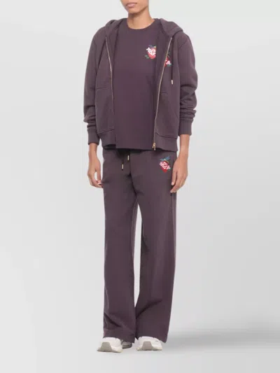 Casablanca Purple Dragonfly Floral Open Hem Sweatpants In Purple