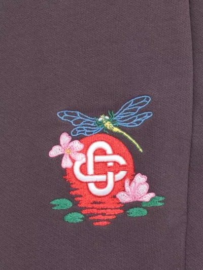 Casablanca Purple Dragonfly Floral Open Hem Sweatpants In Purple