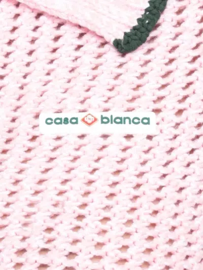 Casablanca Cotton Mouliné Polo Shirt In Pink