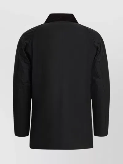 Barbour Waxed Jacket Featuring Corduroy Collar In Black