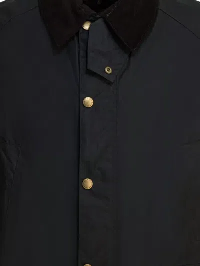 Barbour Waxed Jacket Featuring Corduroy Collar In Black