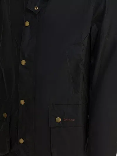 Barbour Waxed Jacket Featuring Corduroy Collar In Black