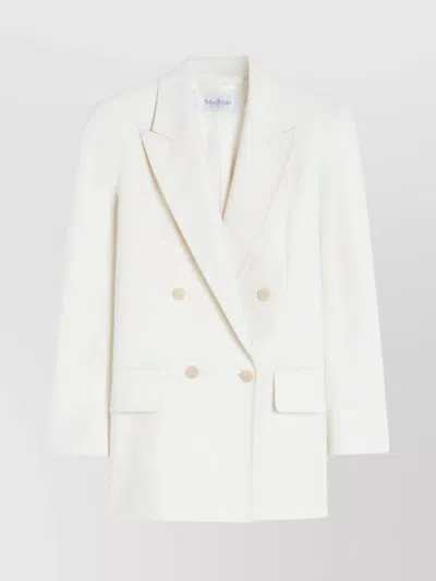 Max Mara Suez Double Cotton Blend Blazer In White