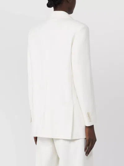 Max Mara Suez Double Cotton Blend Blazer In White