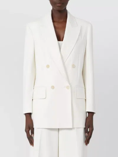 Max Mara Suez Double Cotton Blend Blazer In White