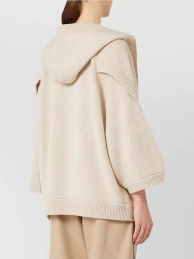 Max Mara Wool And Cashmere Cardigan In Neutral