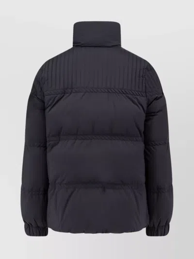 Moncler High Collar Quilted Nylon Outerwear In Blue