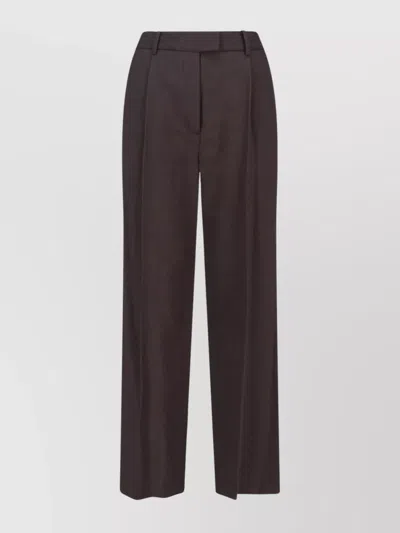 Low Classic Tailored Trousers With Pockets And Loops In Brown