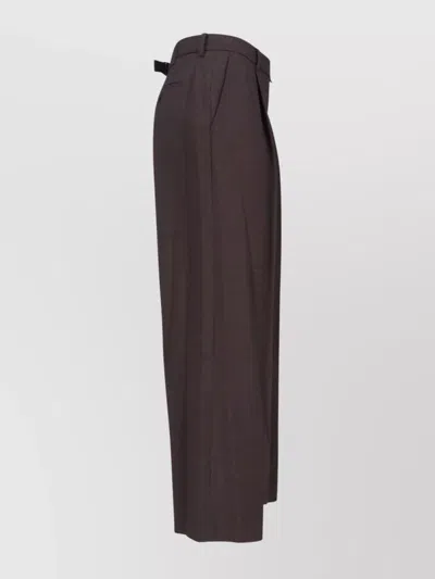 Low Classic Tailored Trousers With Pockets And Loops In Brown