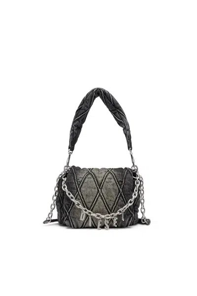 Diesel Charm-d S-small Shoulder Bag In Quilted Denim In Multi