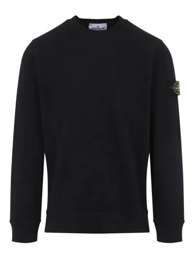 Stone Island Men's Diagonal Fleece Sweatshirt In Black