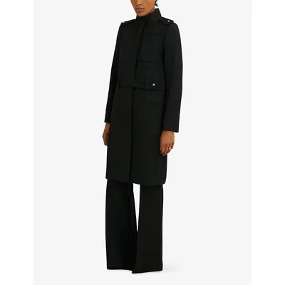 Reiss Black Atelier Wool Belted Long Coat In Black