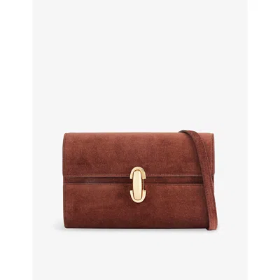 Savette Womens Espresso Symmetry Small Suede Shoulder Bag In Brown