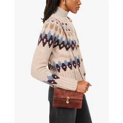 Savette Womens Espresso Symmetry Small Suede Shoulder Bag In Brown