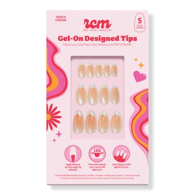 Red Carpet Manicure Gel-on Led Cured Designed Nail Art Tips - Chrome French Manicure