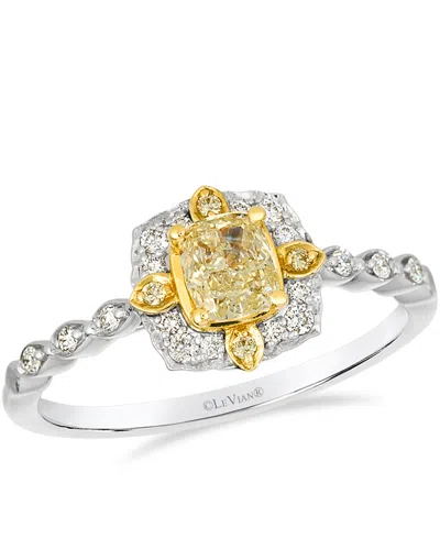 Le Vian Yellow Diamond (0.38 Ct. T.w.) And Vanilla Diamond (0.13 Ct. T.w.) Ring In 14k Two Tone Gold In Metallic