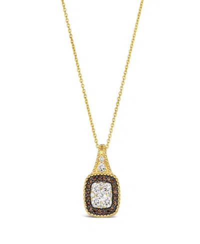 Le Vian Chocolate Diamond (.15 Ct. T.w.) And Nude Diamond (.43 Ct. T.w.) Square Pendant Necklace In 14k Hone In Gold
