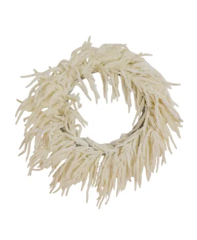 Nearly Natural 24in. Artificial Real Touch White Norfolk Island Pine Wreath In Neutral