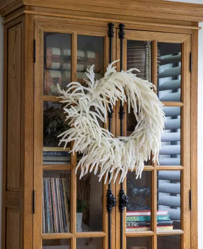 Nearly Natural 24in. Artificial Real Touch White Norfolk Island Pine Wreath In Neutral
