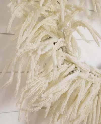 Nearly Natural 24in. Artificial Real Touch White Norfolk Island Pine Wreath In Neutral