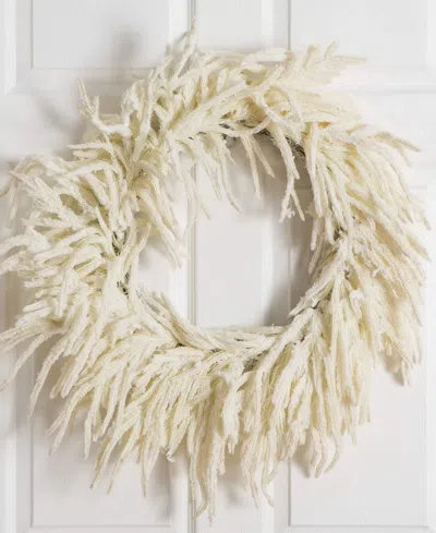 Nearly Natural 24in. Artificial Real Touch White Norfolk Island Pine Wreath In Neutral