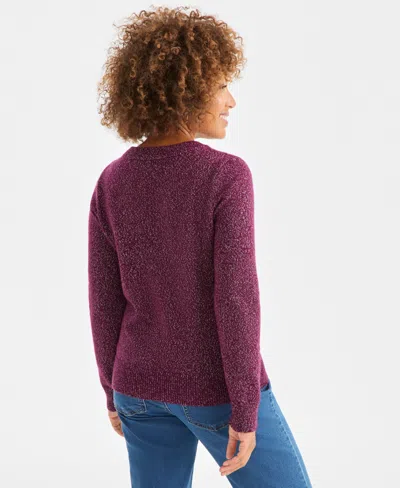 Style & Co Women's V-neck Shine Sweater, Macy's Exclusive In Burgundy