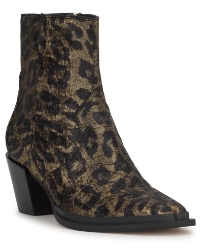 Jessica Simpson Helvona Pointed Toe Bootie In Animal Print