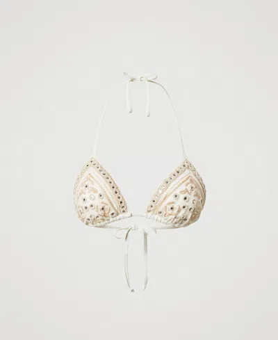 Twinset Haut De Maillot De Bain Triangle Avec Broderie In Multi