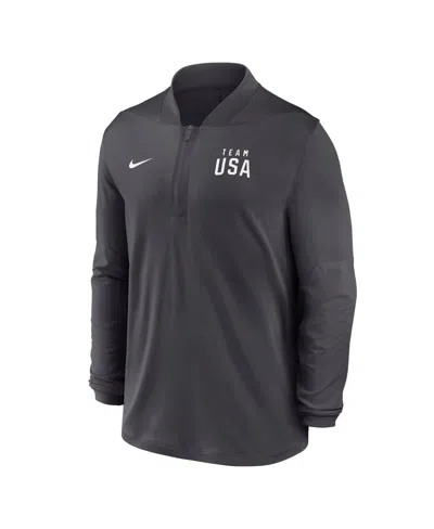 Nike Men's Anthracite Team Usa Dri-fit Half-zip Pullover Sweatshirt In Multi