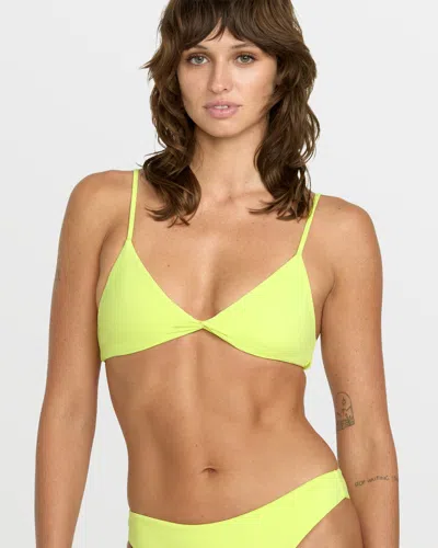 Volcom Simply Seamless Twist Front Bikini Top In Green