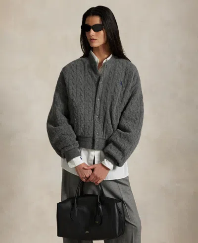 Polo Ralph Lauren Cashmere Sweater Bomber Jacket Grey In Gray