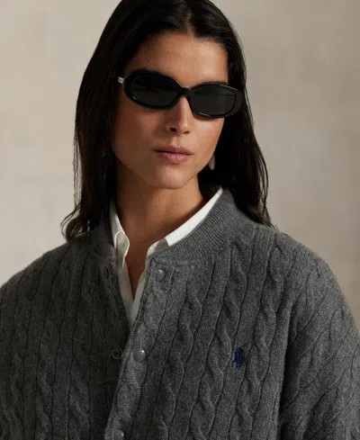 Polo Ralph Lauren Cashmere Sweater Bomber Jacket Grey In Gray