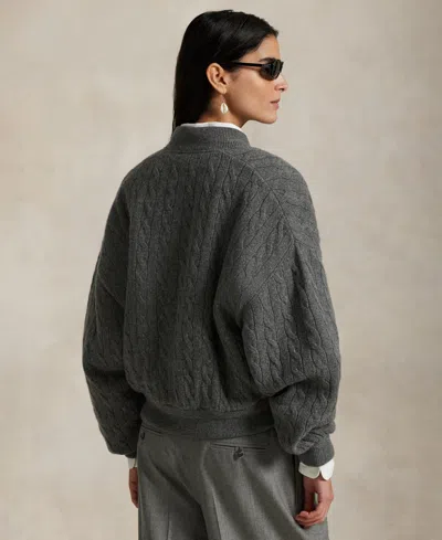 Polo Ralph Lauren Cashmere Sweater Bomber Jacket Grey In Gray