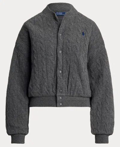 Polo Ralph Lauren Cashmere Sweater Bomber Jacket Grey In Gray