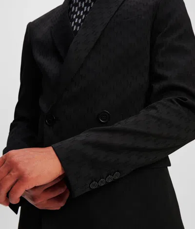 Karl Lagerfeld Monogram Double-breasted Blazer In Black