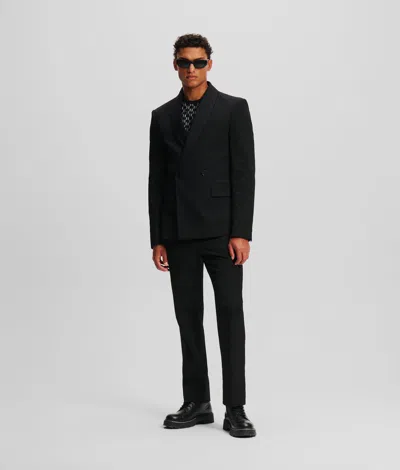 Karl Lagerfeld Monogram Double-breasted Blazer In Black