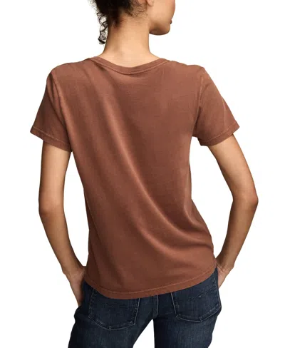Lucky Brand Women's Good Fortune Sun Poster Classic Crew Neck T-shirt In Brown
