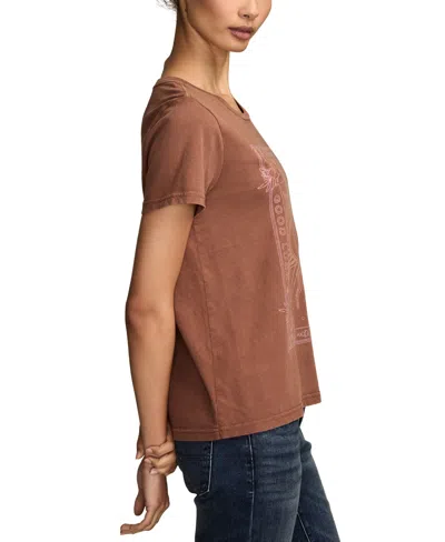 Lucky Brand Women's Good Fortune Sun Poster Classic Crew Neck T-shirt In Brown