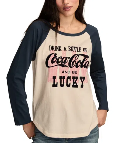 Lucky Brand Women's Drink A Bottle Coca Cola Crew Neck T-shirt In Blue