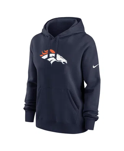 Nike Navy Denver Broncos Club Fleece Pullover Hoodie In Blue