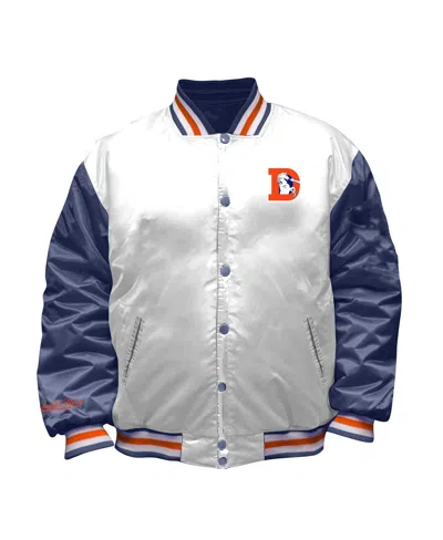 Mitchell & Ness Women's White Denver Broncos Throwback Plus Size Full-snap Satin Jacket In White
