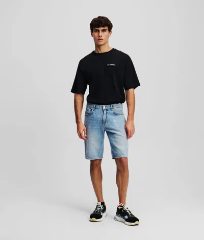 Karl Lagerfeld Washed Denim Shorts In Black