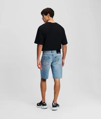 Karl Lagerfeld Washed Denim Shorts In Black