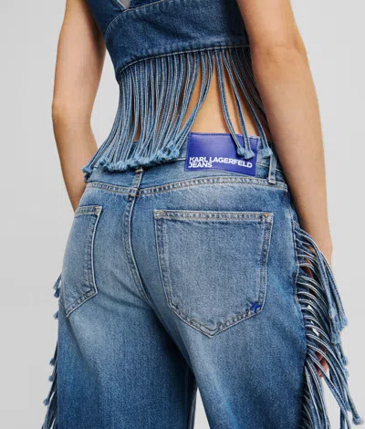 Kl Jeans Fringed Relaxed Jeans In Blue
