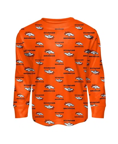 Outerstuff Toddler 2-piece Orange Denver Broncos All-over-print Long Sleeve T-shirt And Pants Sleep Set In Orange