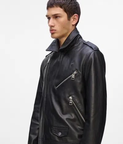 Karl Lagerfeld Karl Essential Leather Jacket In Black