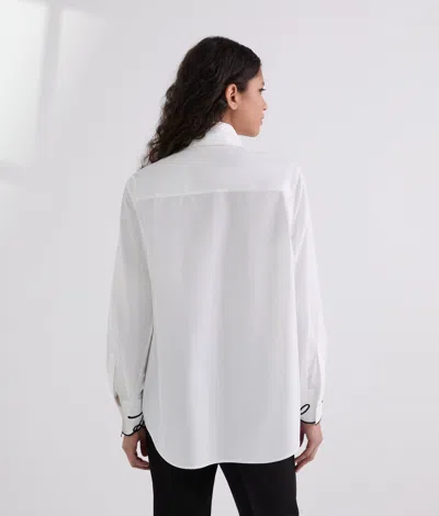Karl Lagerfeld Signature Cuff Poplin Shirt In White